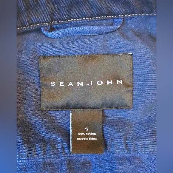 SEAN JOHN Jean Jacket Two Tone Blue Black and Black denim jacket Size Small - Picture 7 of 8